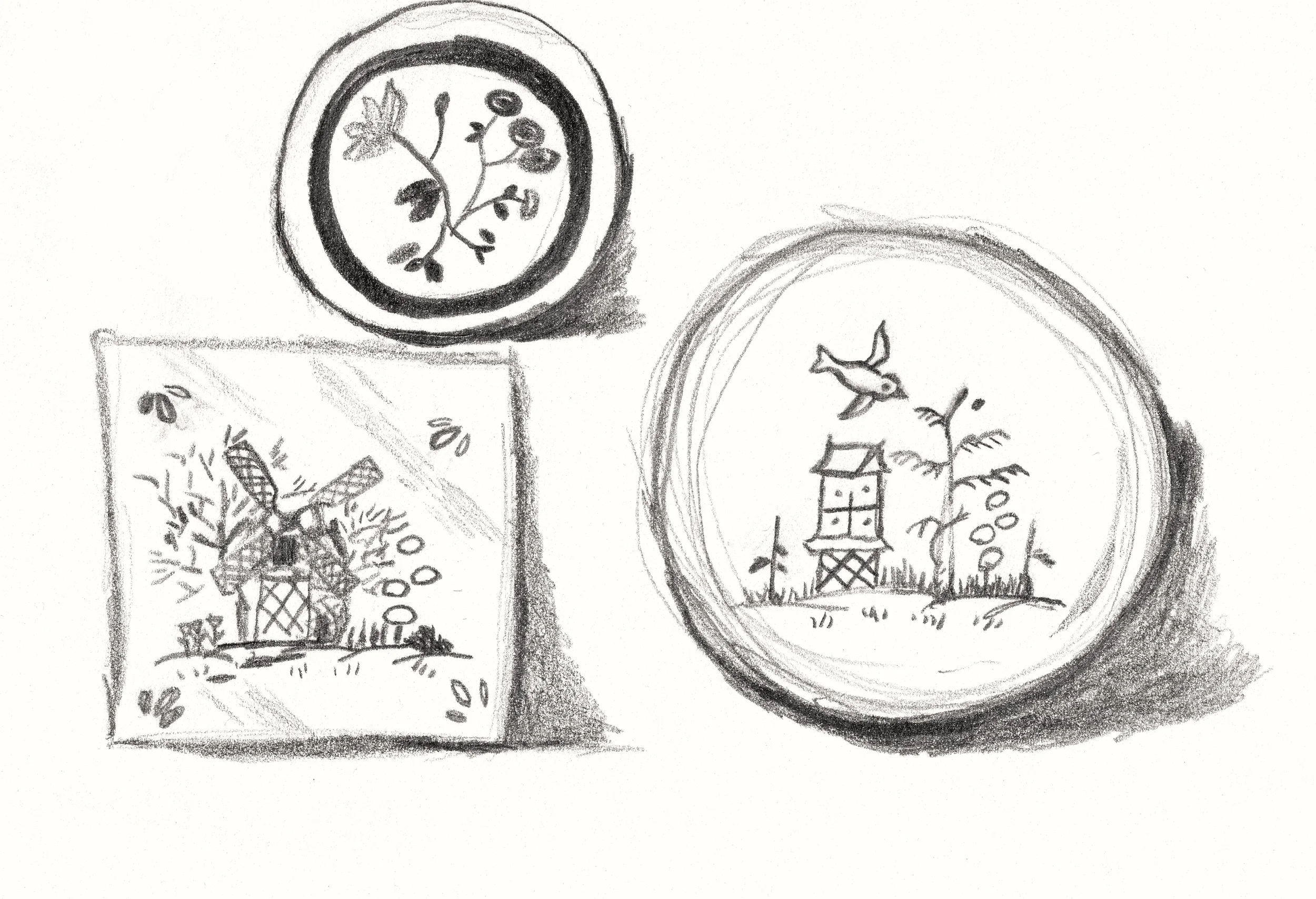 Plates on the wall sketches