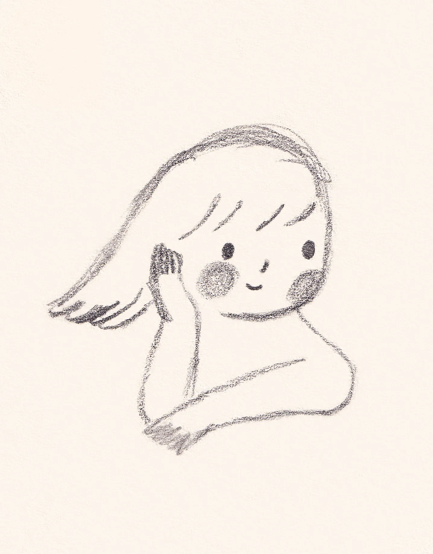 Simple cute little girl sketch