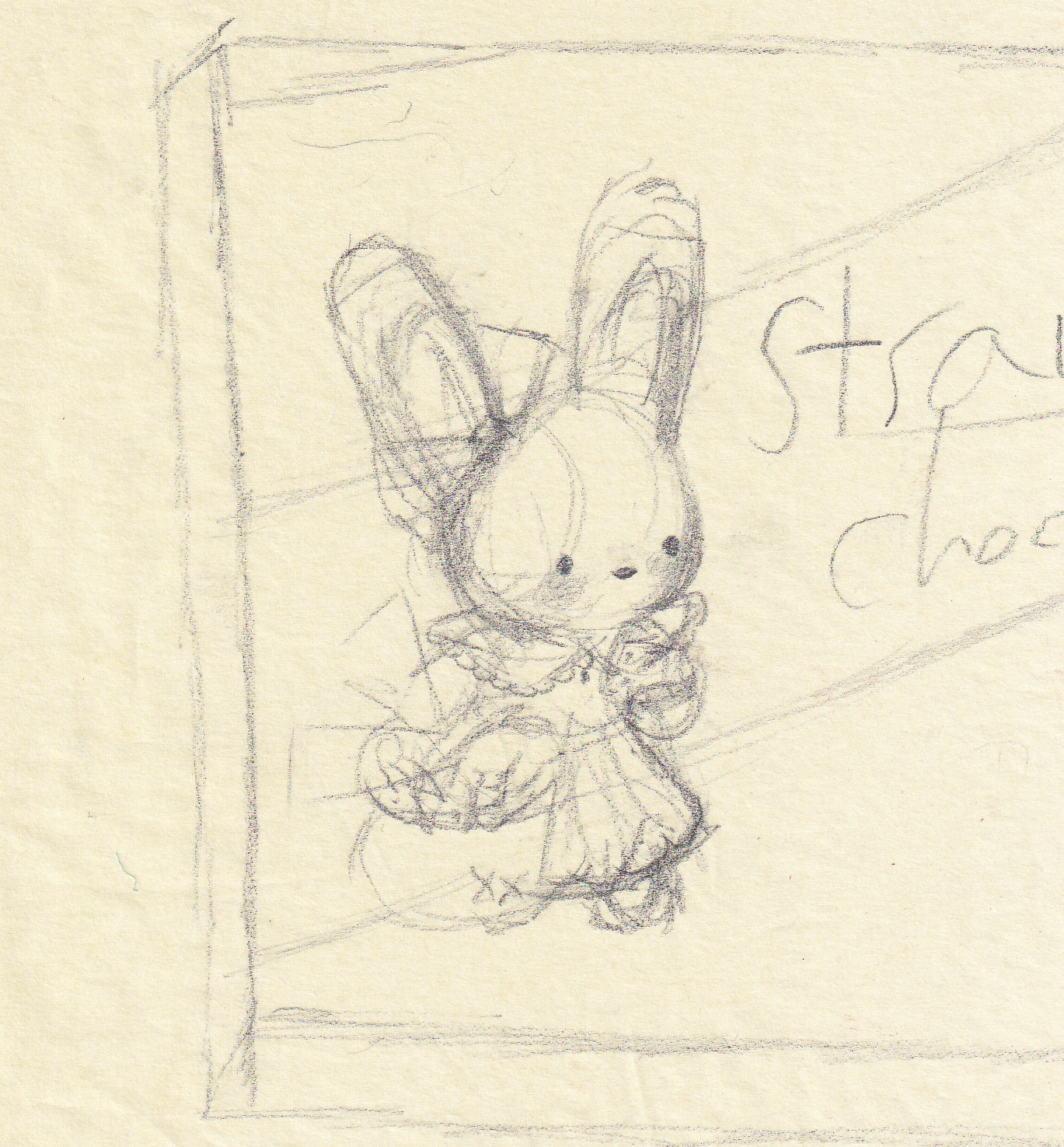 Cute bunny with shopping basket sketch