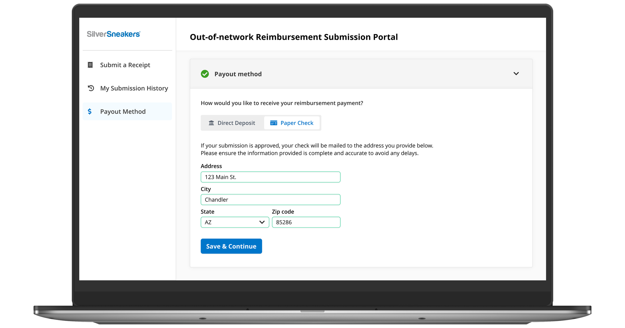 PAYOUT METHOD - PAPER CHECK