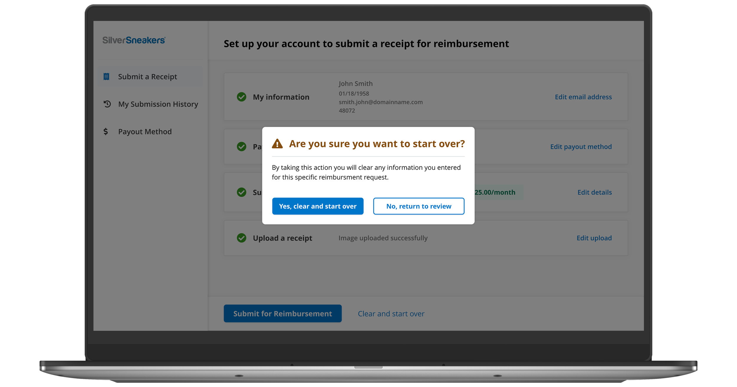 SUBMIT A RECEIPT - EXIT MODAL