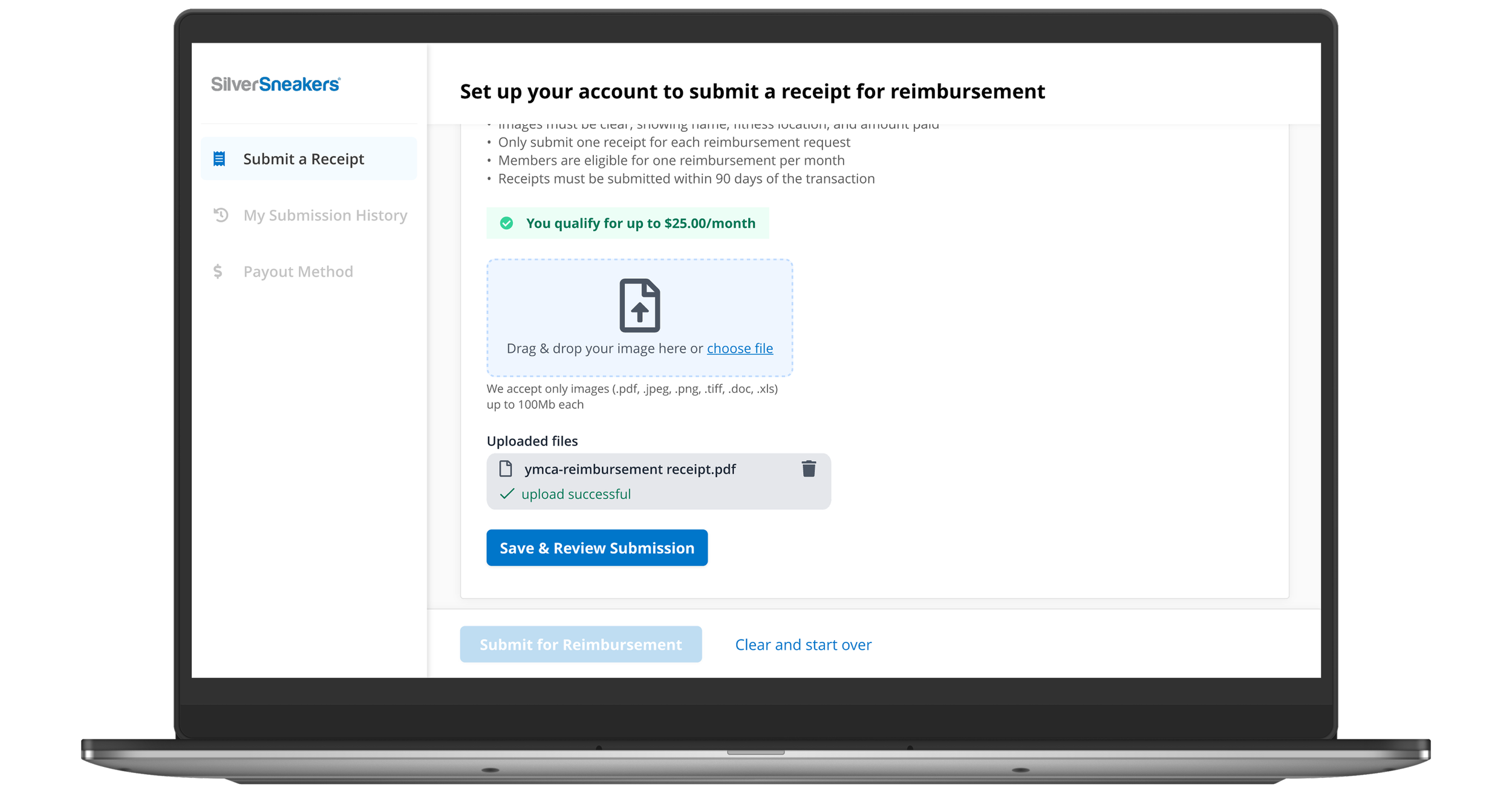 SUBMIT A RECEIPT - UPLOAD