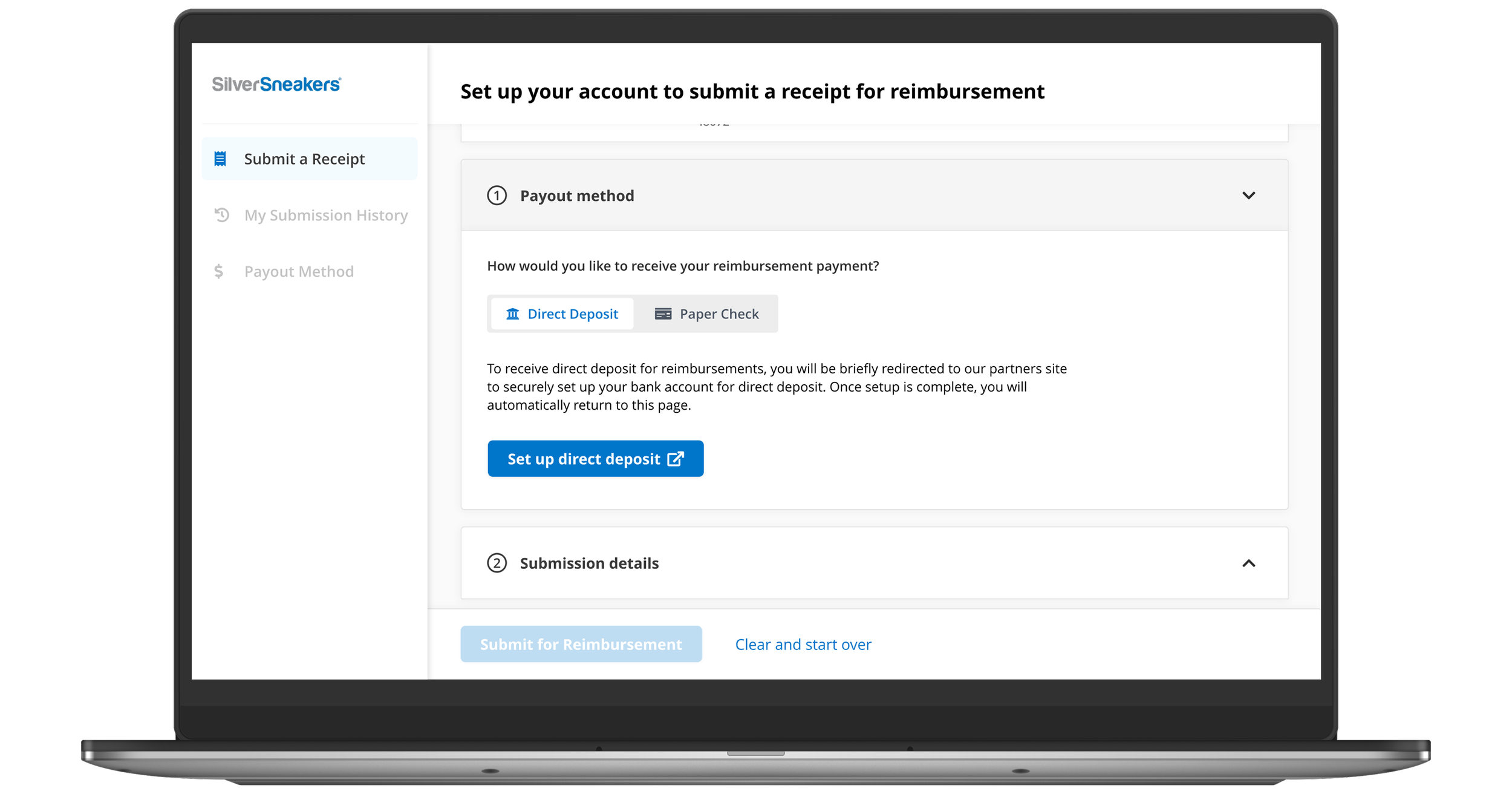 SUBMIT A RECEIPT - PAYOUT METHOD