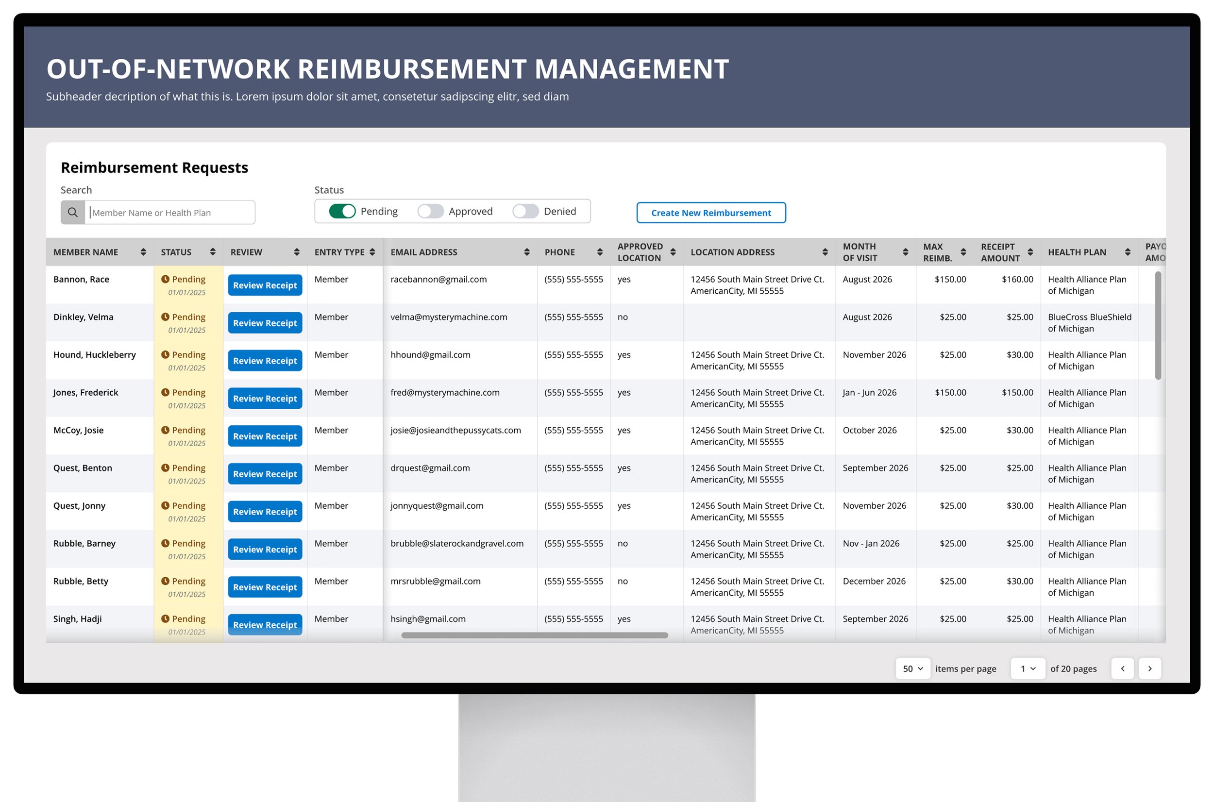 MANAGEMENT TABLE - PENDING TOGGLE
