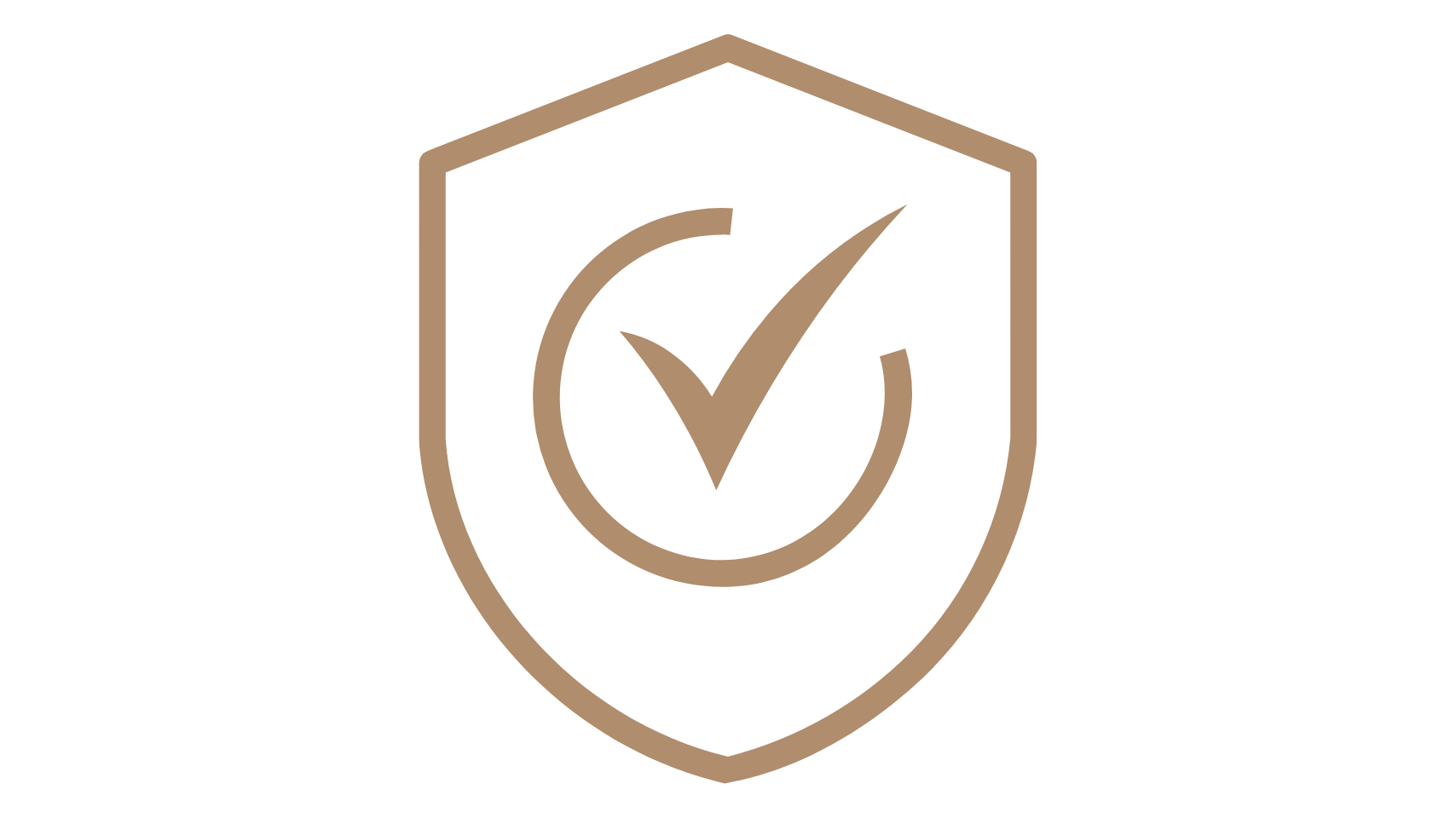 A shield emblem with a checkmark inside, indicating security or approval.
