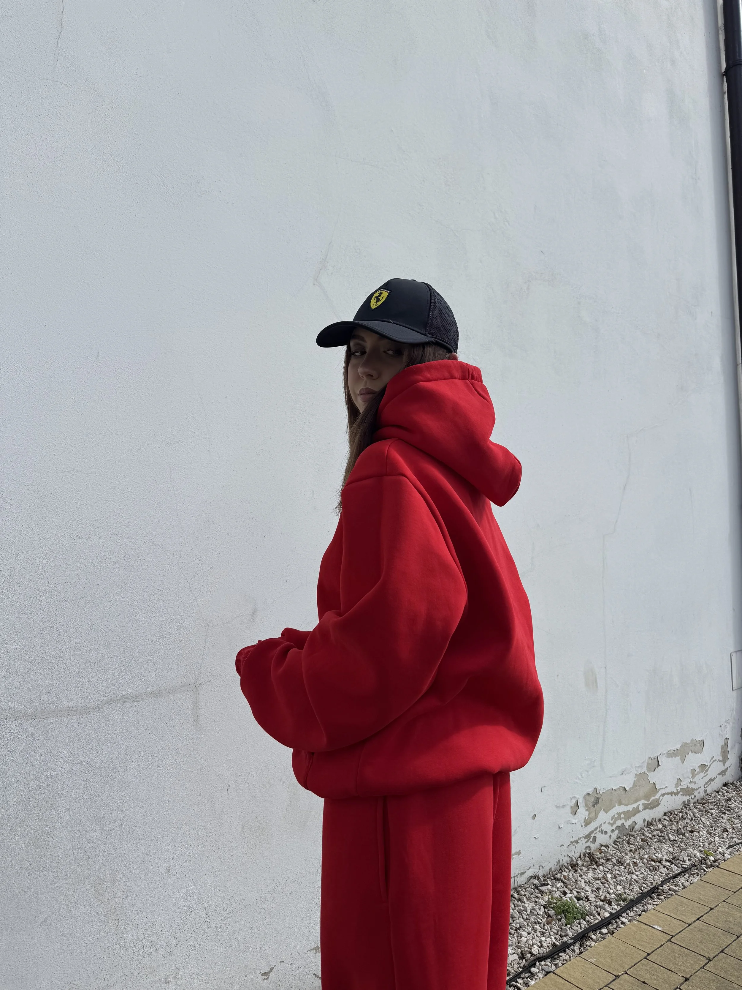 the [ H ] hoodie in red