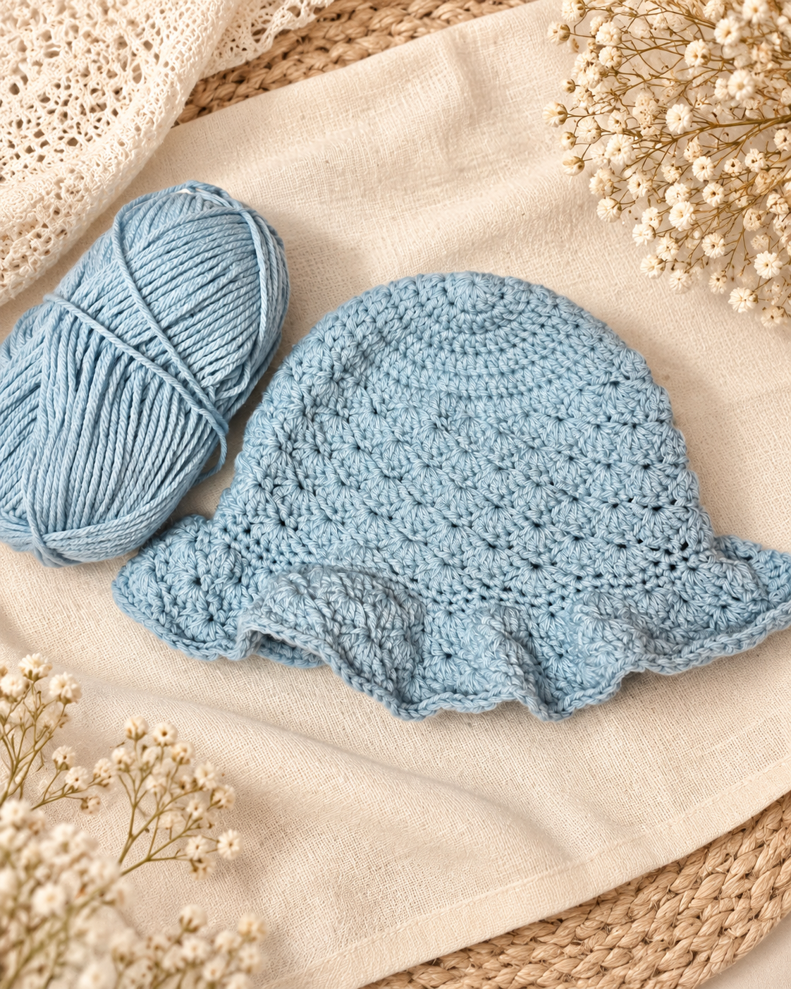 Ruffle Shell Bucket Hat Crochet Pattern