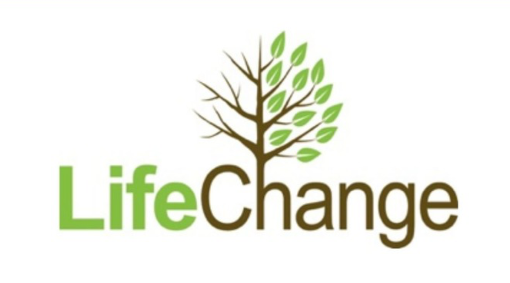 Logo with a stylized tree and the words "Life Change" in green and brown text.