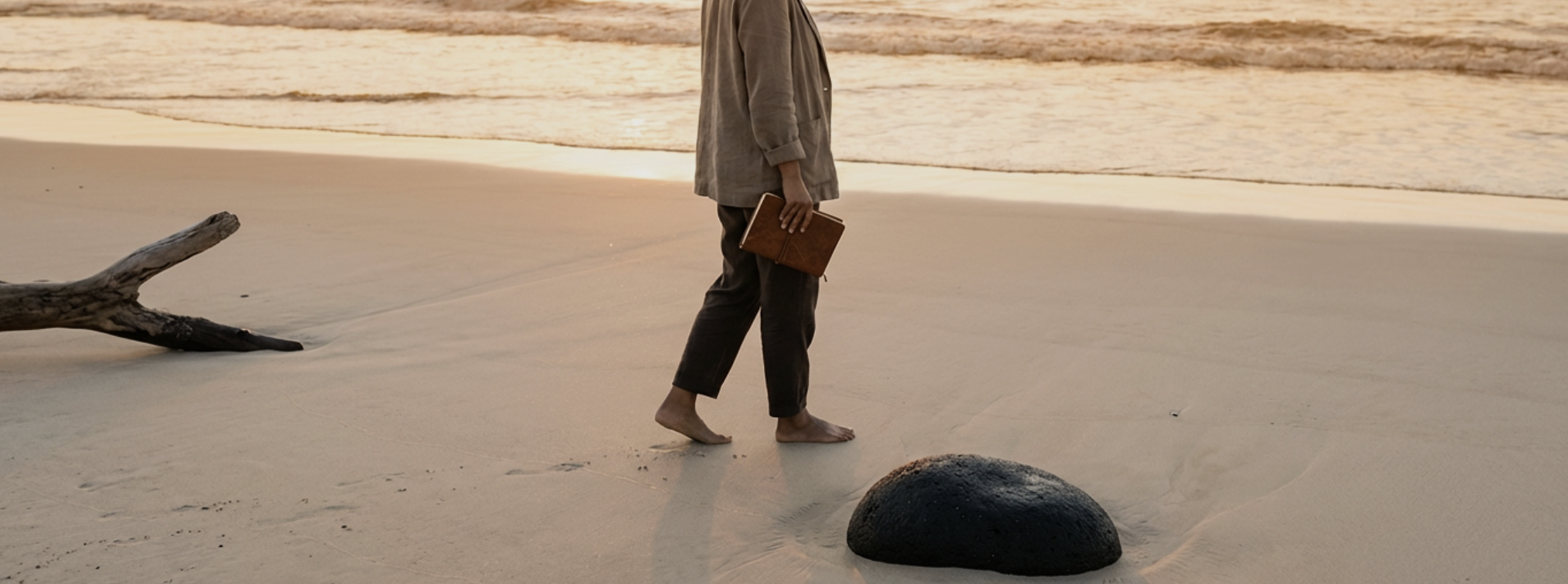 Peaceful beach walk symbolizing self-reflection and meaningful change.