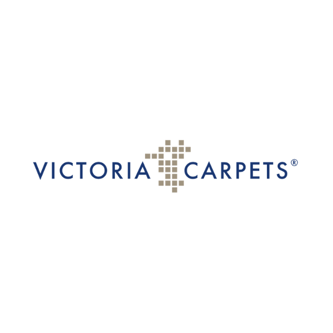 Victoria Carpets logo with a cross made of small tiles.