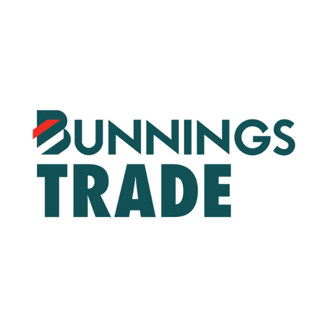 Bunnings Trade logo with red, white, and blue design elements.