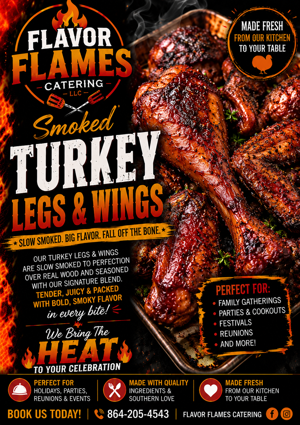 Smoked Turkey Wings or Legs Half Pan