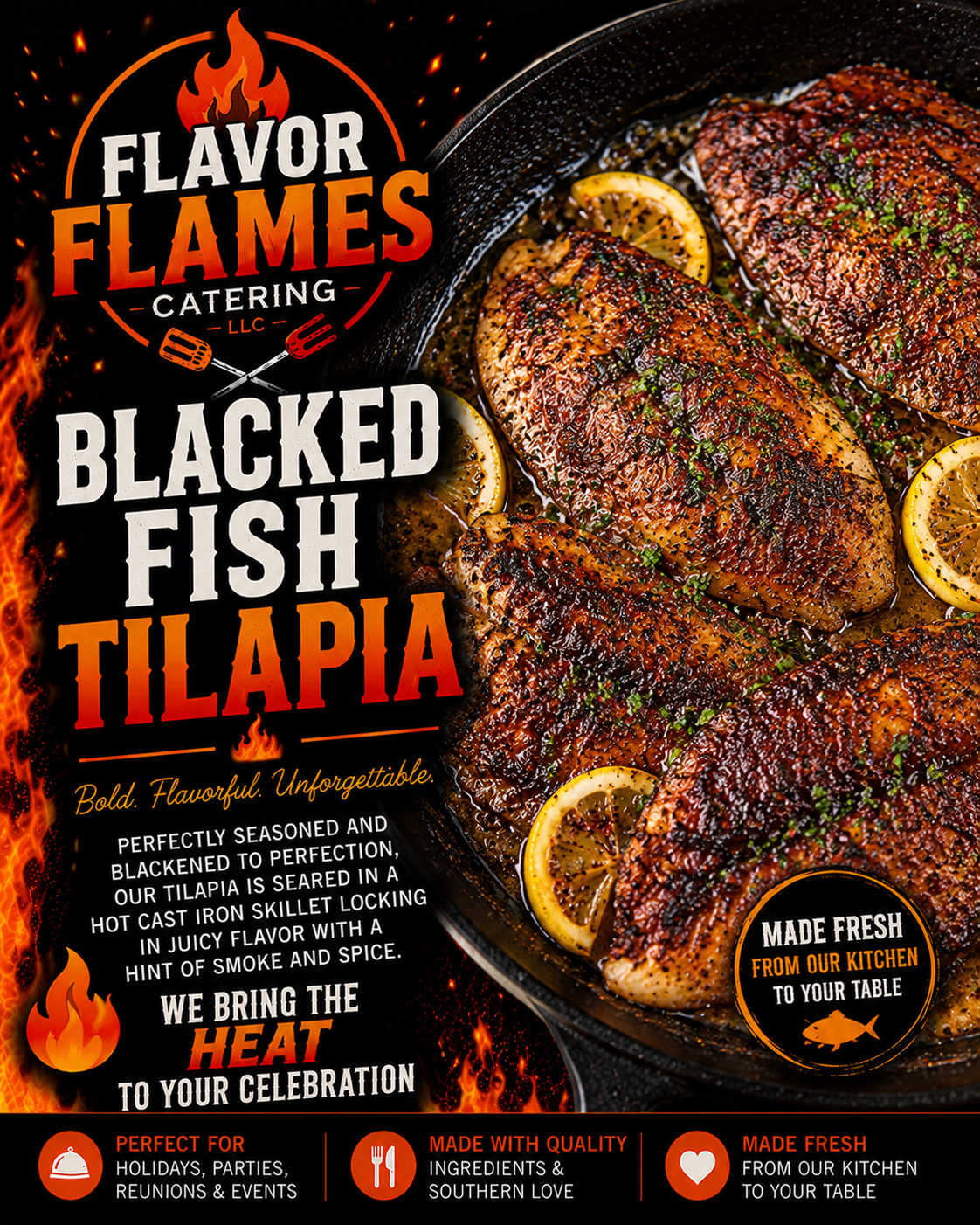 Blackened Fish (Tilapia) Half Pan
