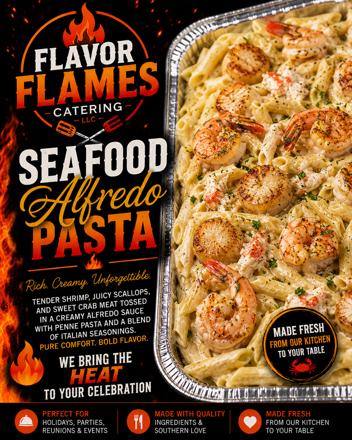 SeaFood Alfredo Pasta Half Pan