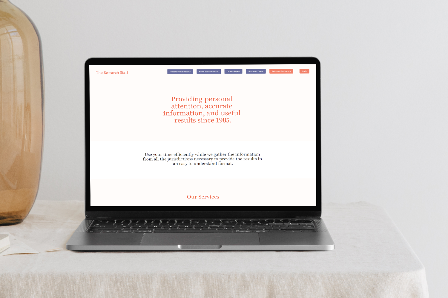 title research company website homepage
