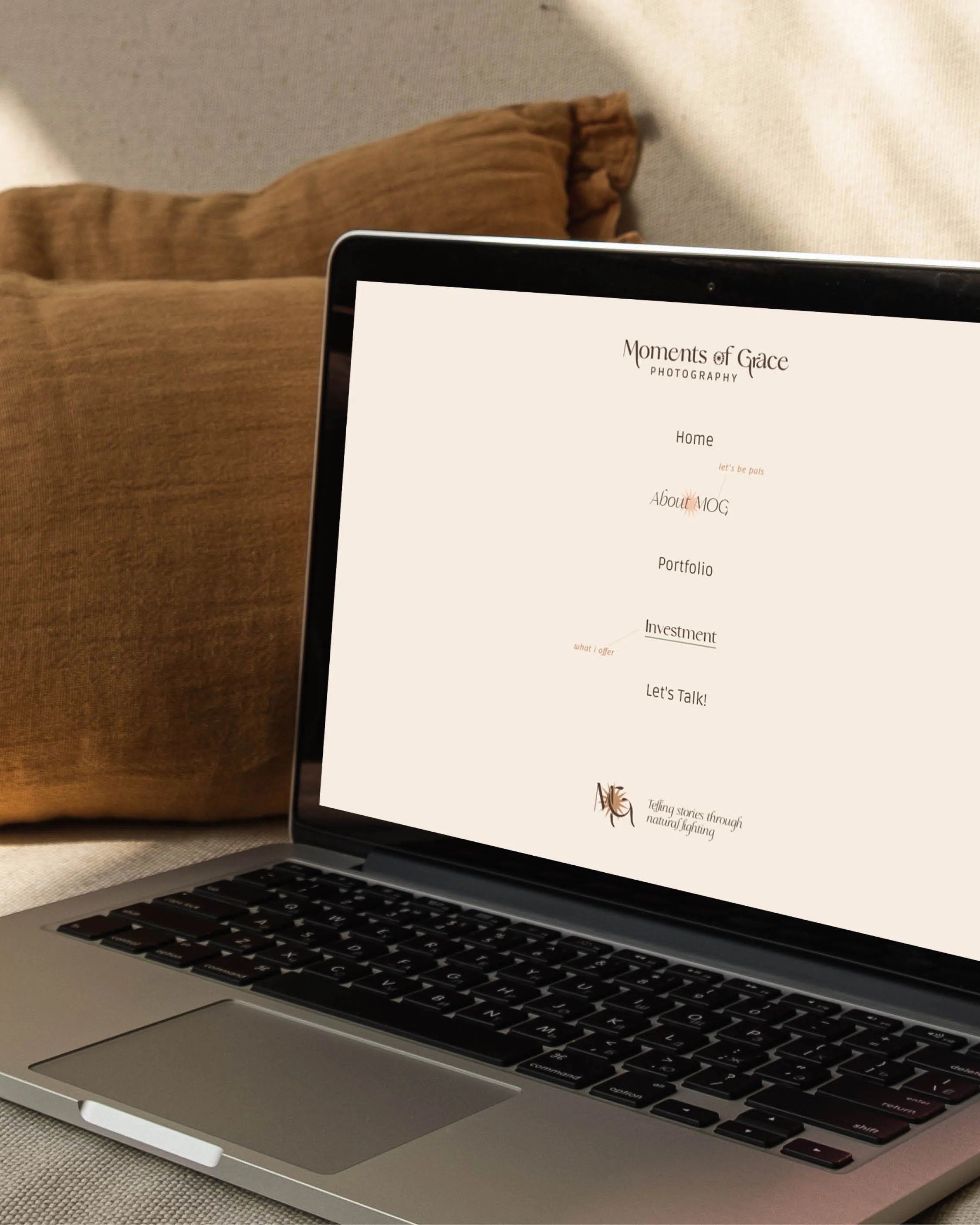 photographer website custom menu