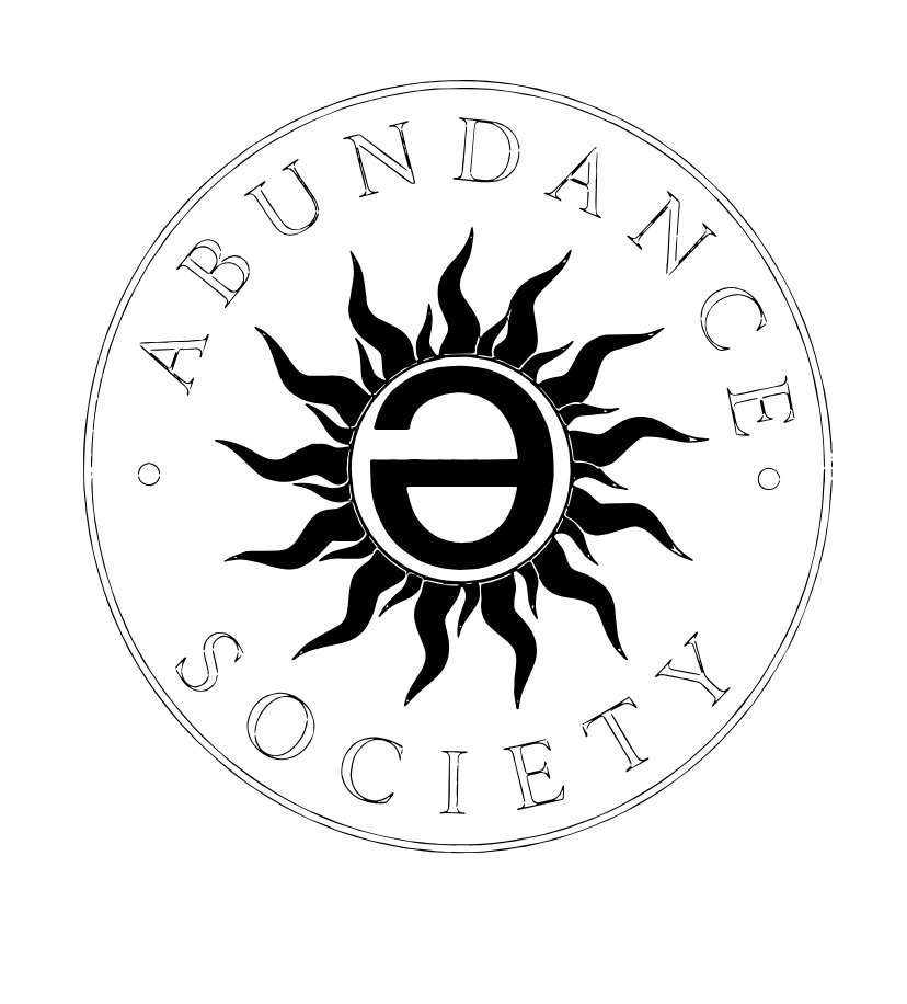 A circular logo with a sun illustration at the center, featuring a bold letter 'D' inside a circle, surrounded by the words 'ABUNDANCE SOCIETY'.
