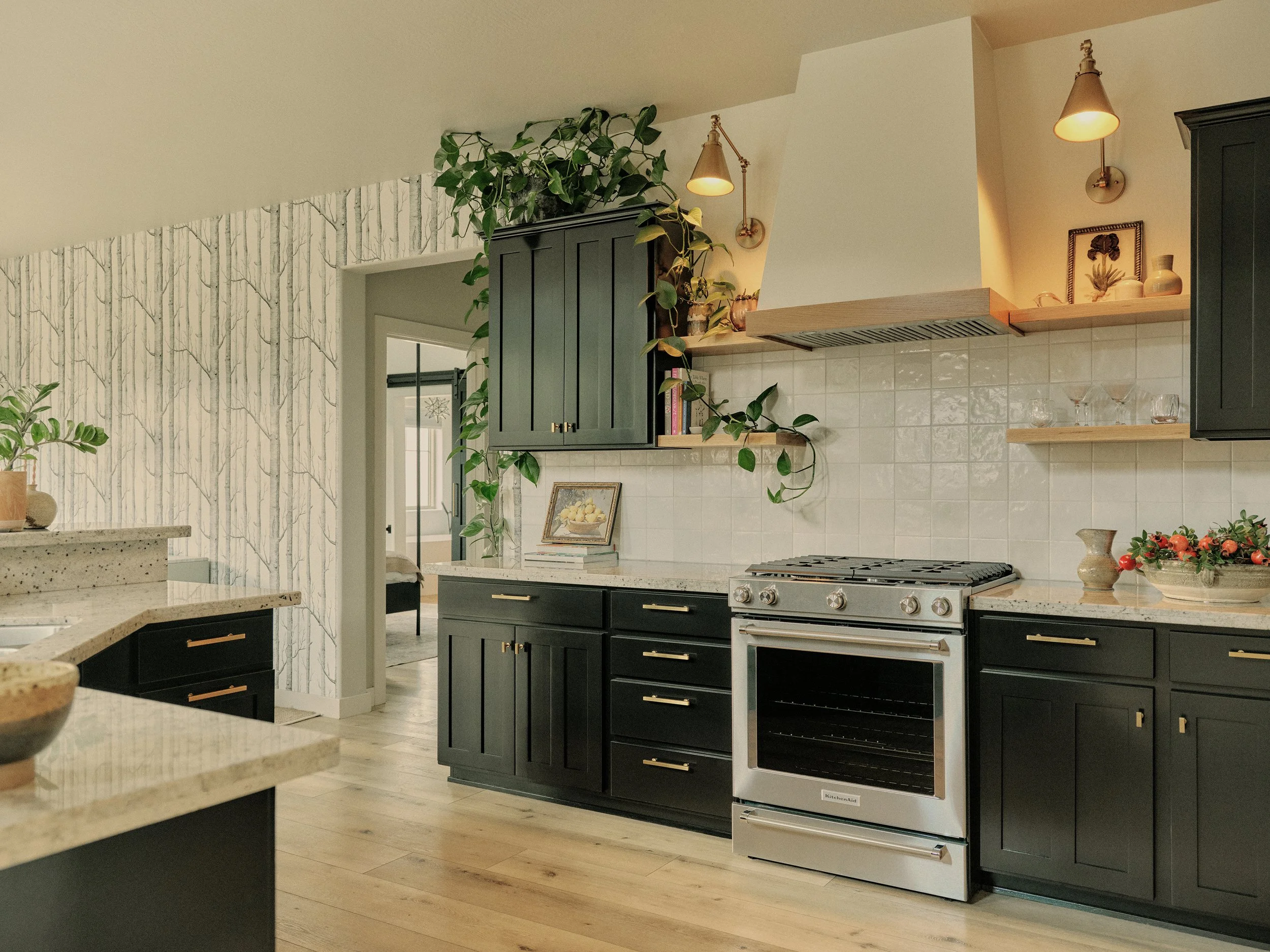 white backsplash custom kitchen remodel custom hood