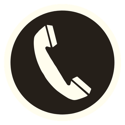 Phone receiver icon with a black background and white border.