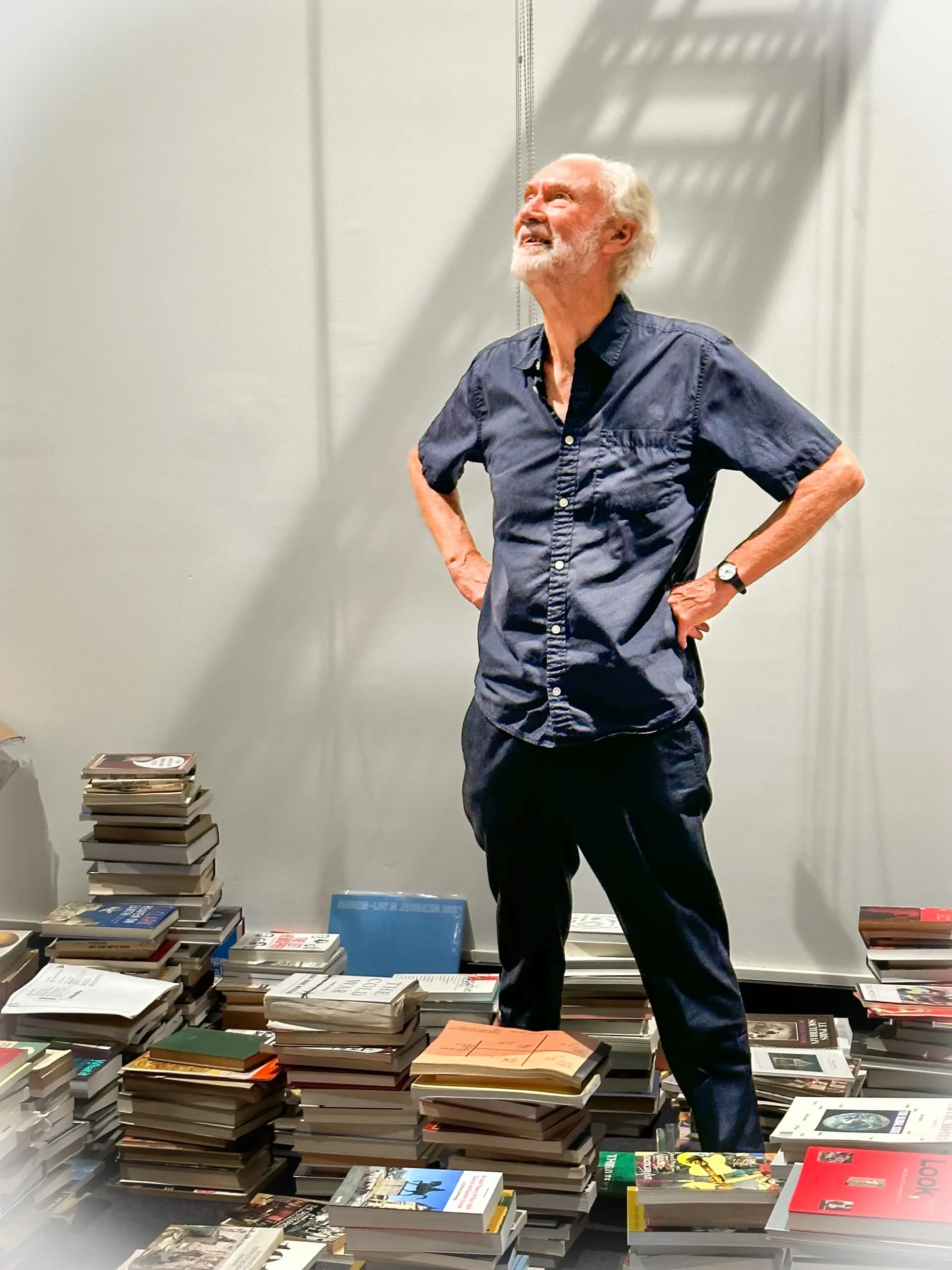 Renowned art scholar in his book cave. Sydney, Australia