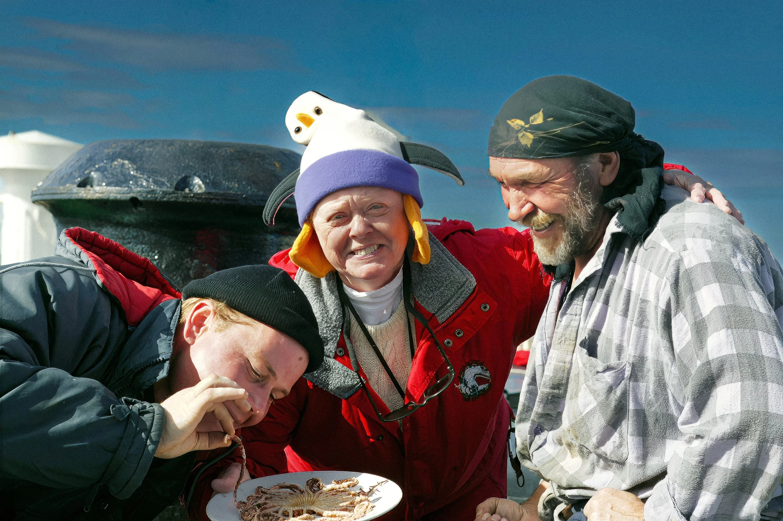 Sharing octopus sashimi with a Russian sailor. When in Rome… South Georgia, Antarctica