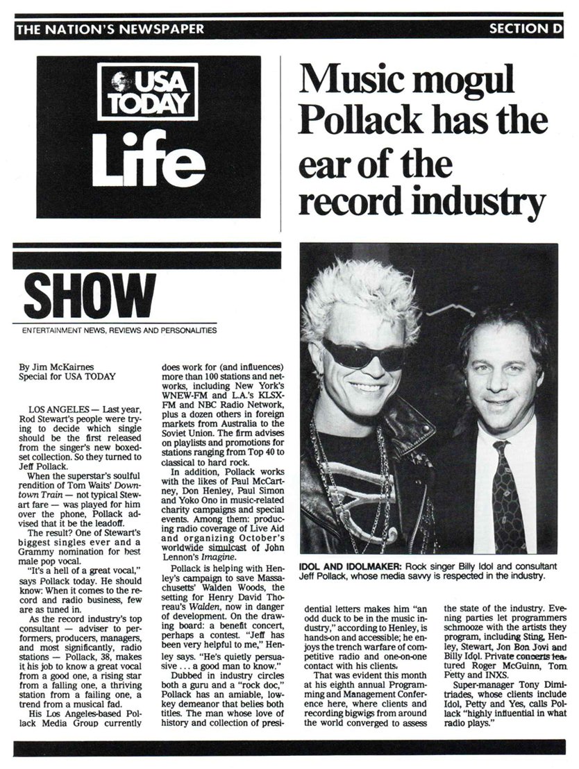  A Pollack Media Group press clip from the analog era. Since then, my public relations teams and I have been responsible for billions of media impressions and reach globally for clients. 