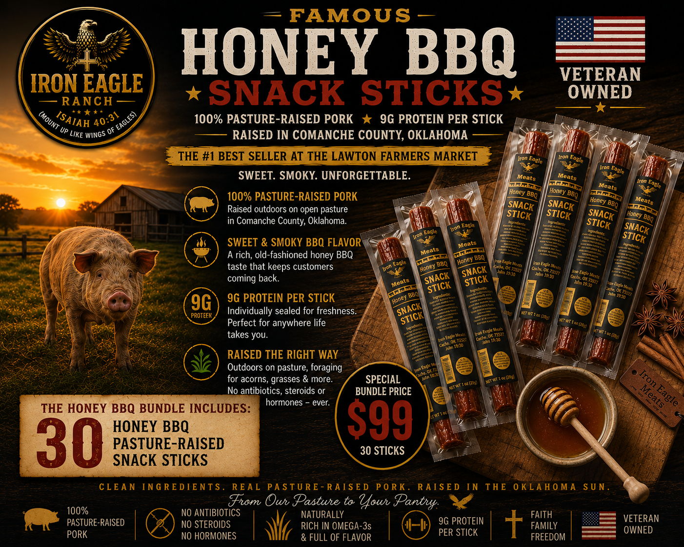 Honey BBQ Bundle (30 Sticks) — $99 ⭐ Best  Product-Seller SHIPPING INCLUDED!  Sweet. Smoky. Unforgettable.