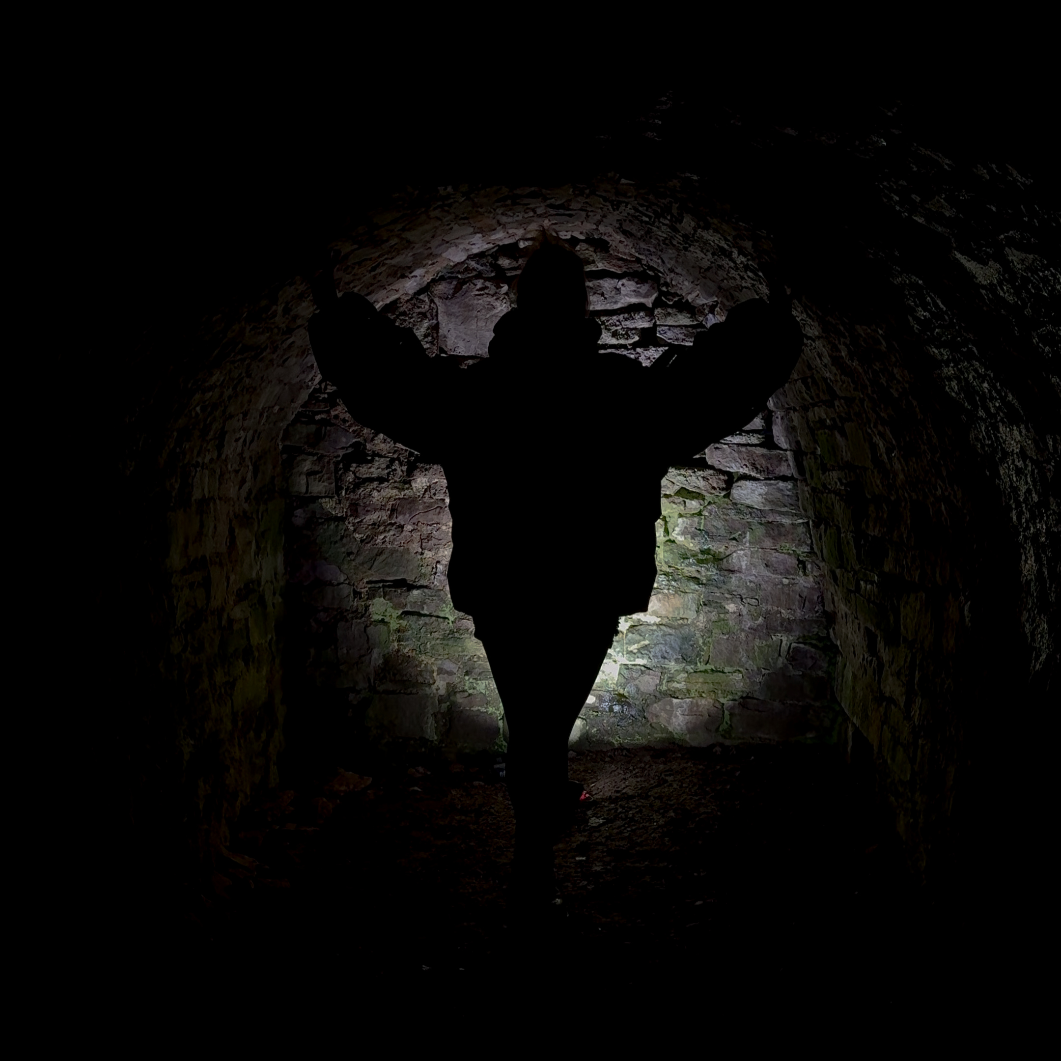 Silhouetted figure framed by a historic stone archway at From Stone To Sky.