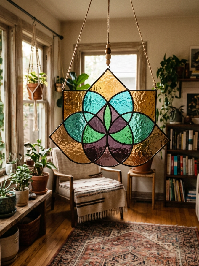 lotus stained glass sun catcher