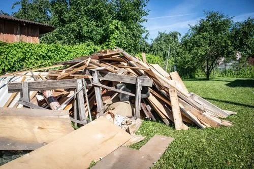 rubbish pile in back yard