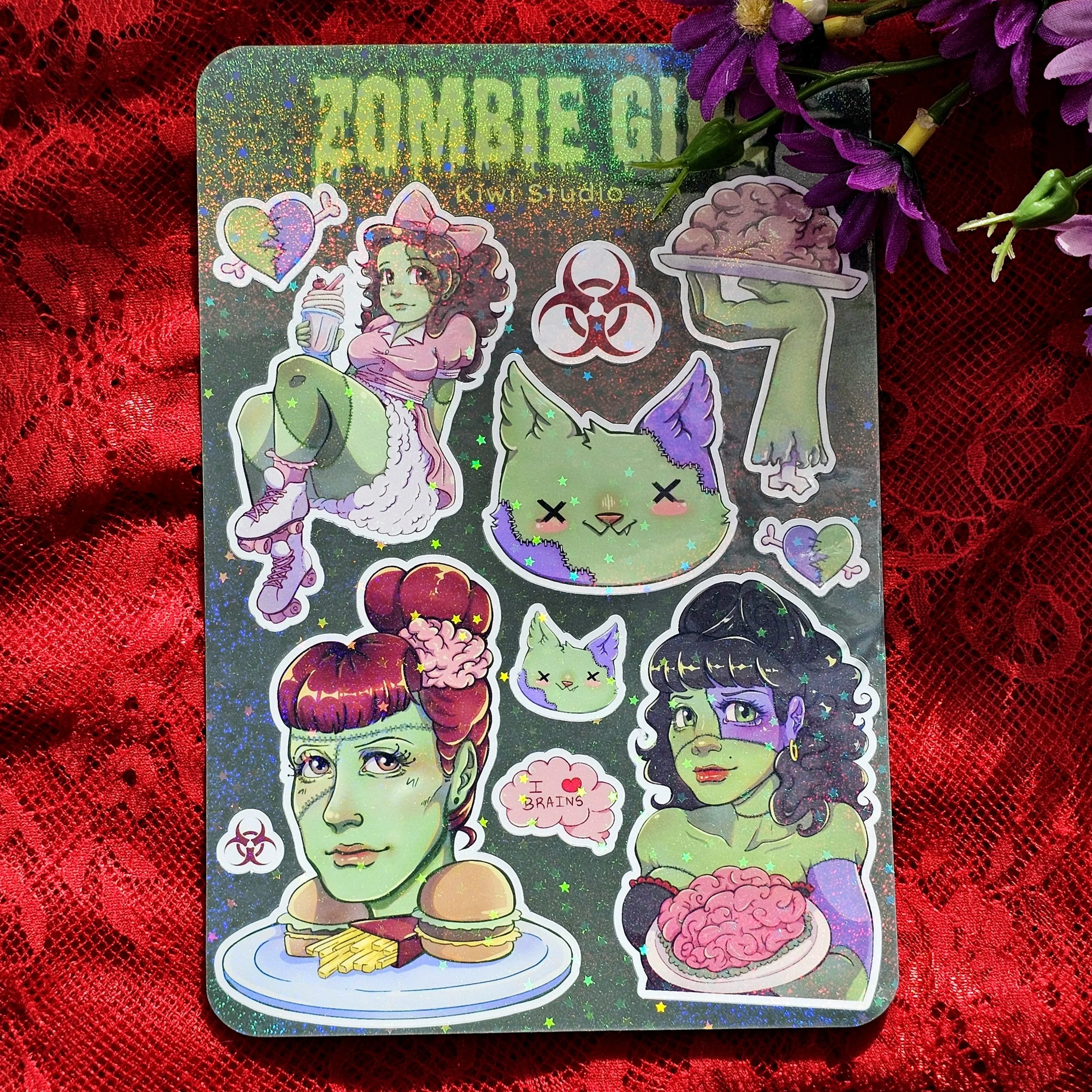 1950s Pinup Zombie Girl Sticker Sheet