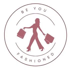 Silhouette of a woman carrying shopping bags inside a circle with the text 'Be You Fashioned' around it.