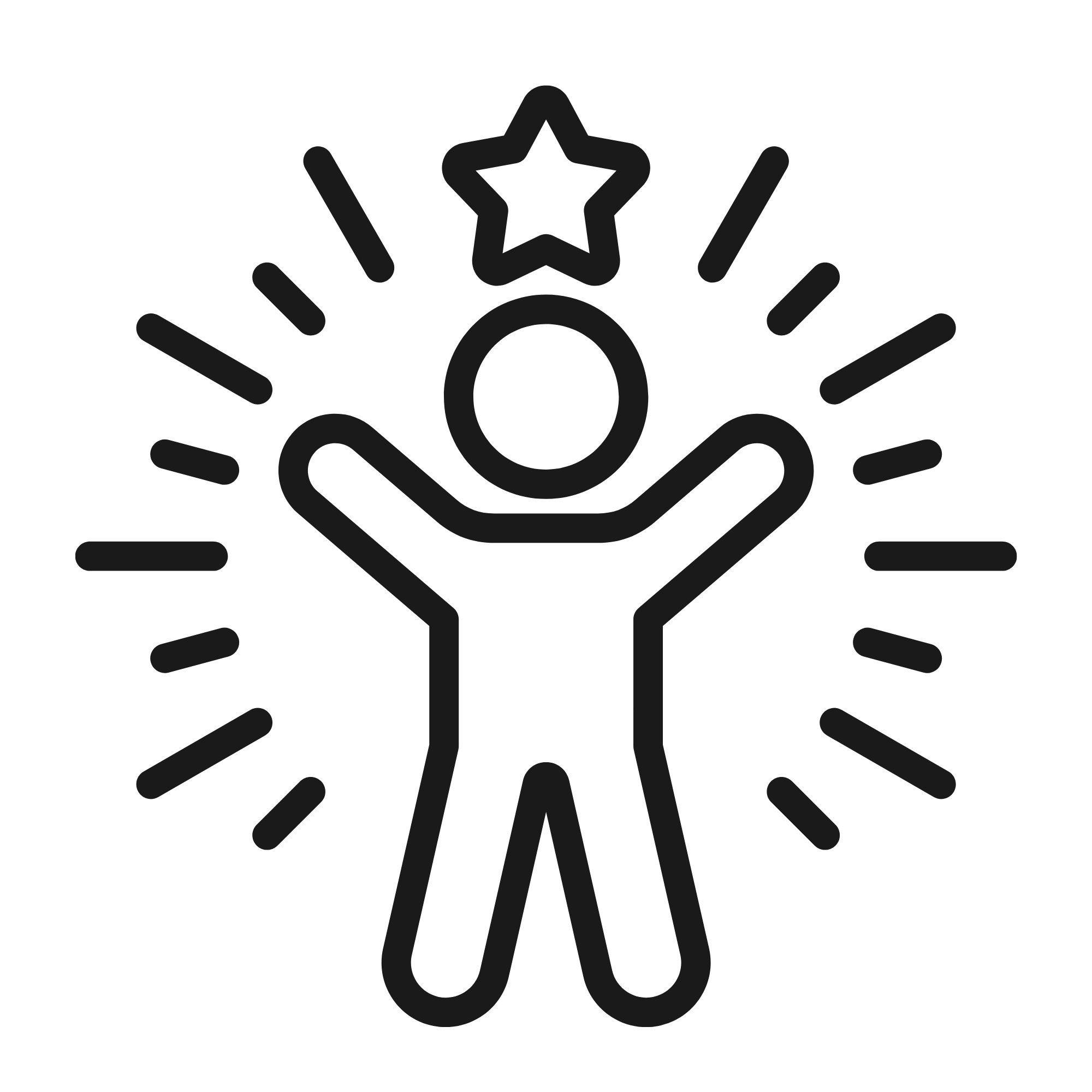 Line drawing of a light bulb with a star in the center and a hand below it, symbolizing an idea or innovation.
