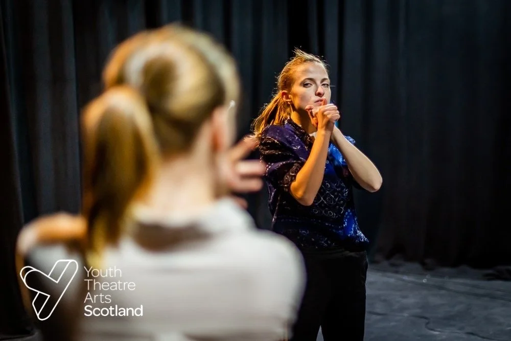 Rehearsal for 'The Story of Now', Third Thread Ensemble, at YTAS Chrysalis Festival. Traverse Theatre, Edinburgh, 2019.