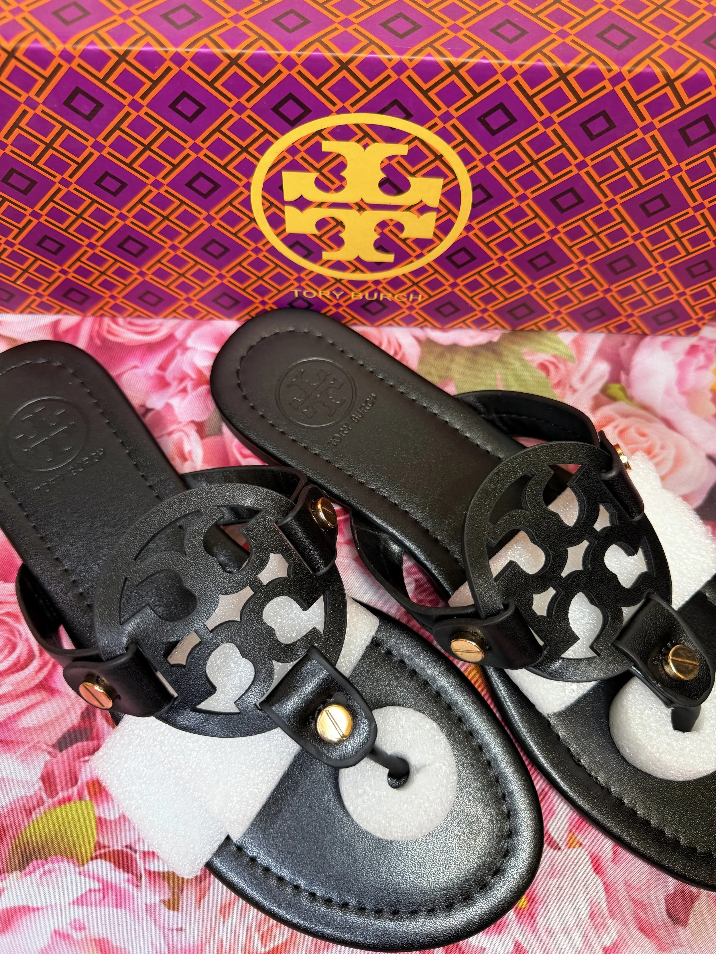 BLACK TB SANDALS