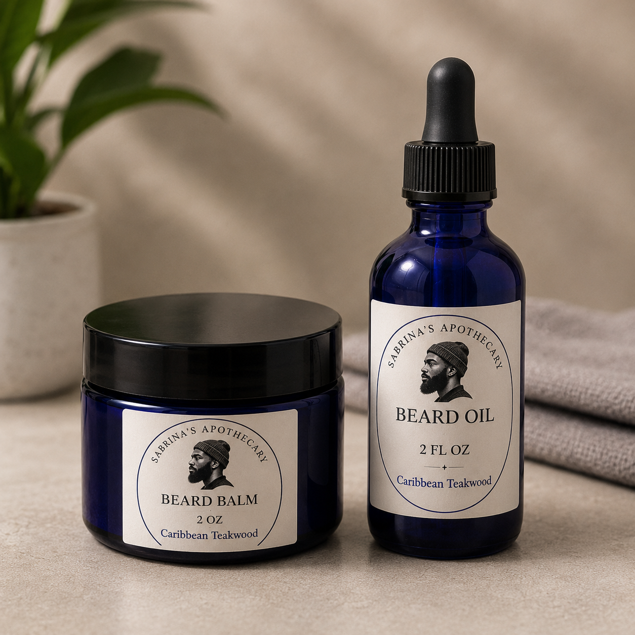 Caribbean Teakwood Beard Balm 2 Oz & Oil 1 oz