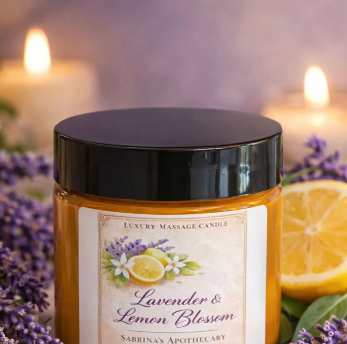 Lavender & Lemon Blossom Luxury Massage Candle 2 oz