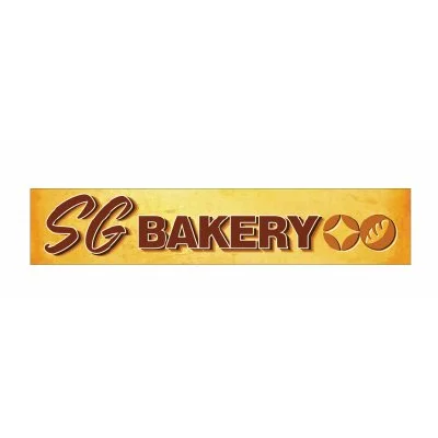 SG Bakery logo with brown and yellow color scheme and bread and pastry icons