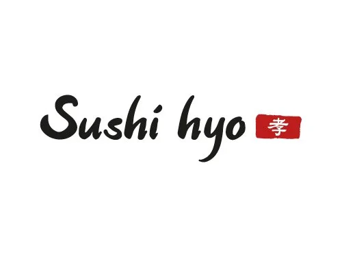 Sushi Hyo logo with English text and a red Chinese character stamp.