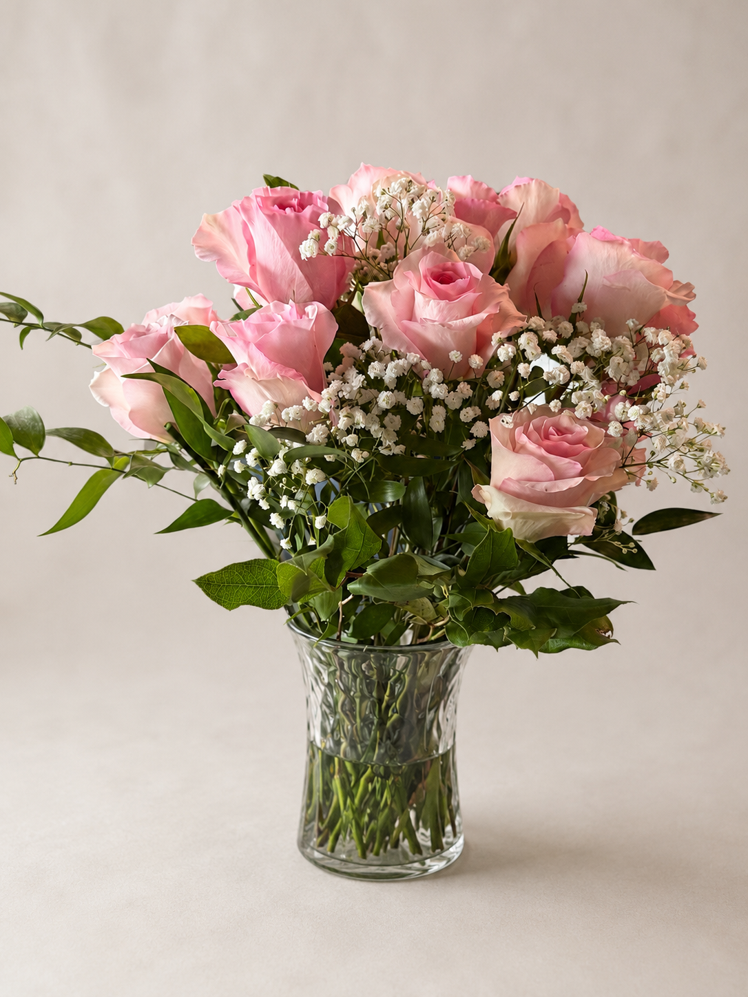 One Dozen Pink Roses