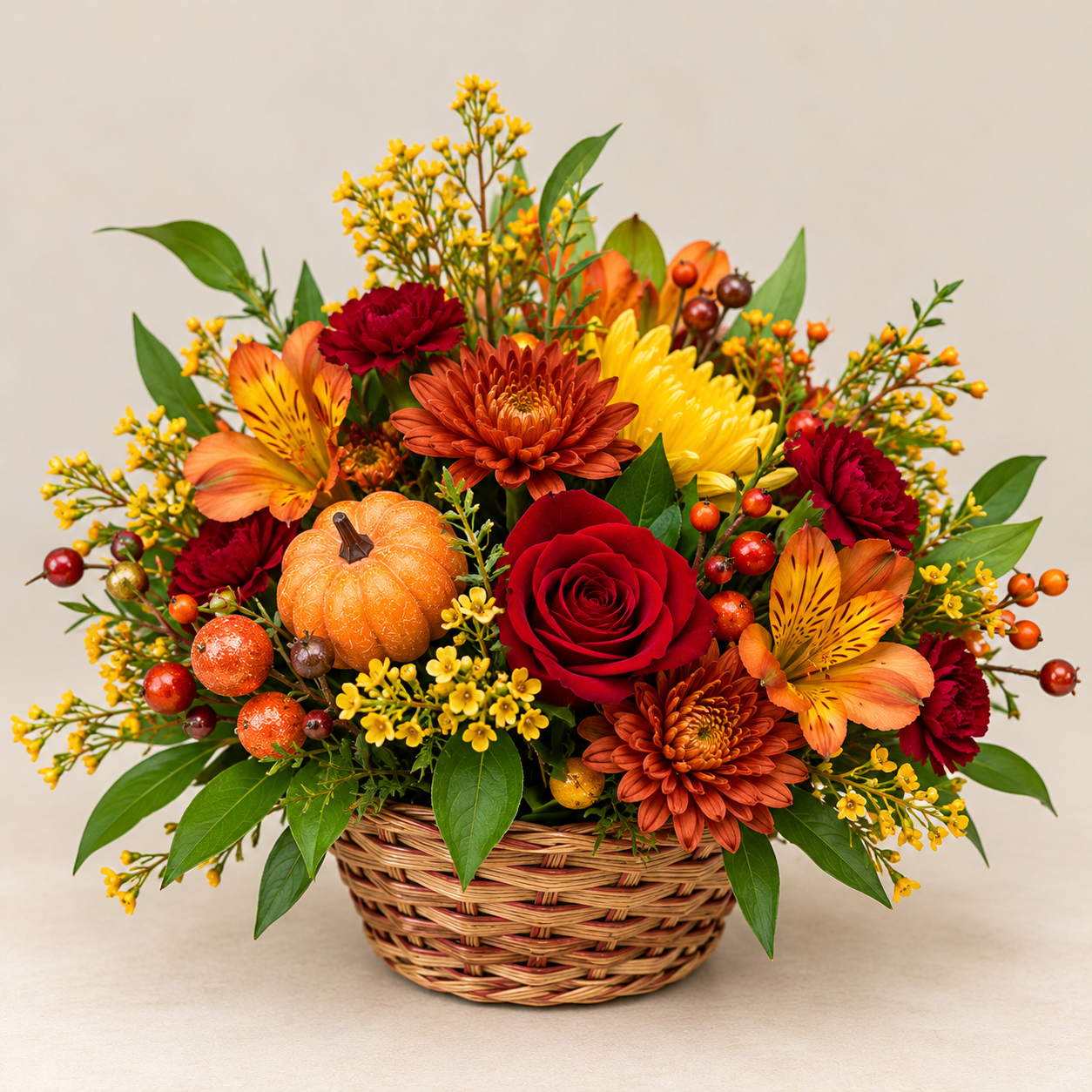 Autumn Harvest Bouquet in Wicker Basket.png