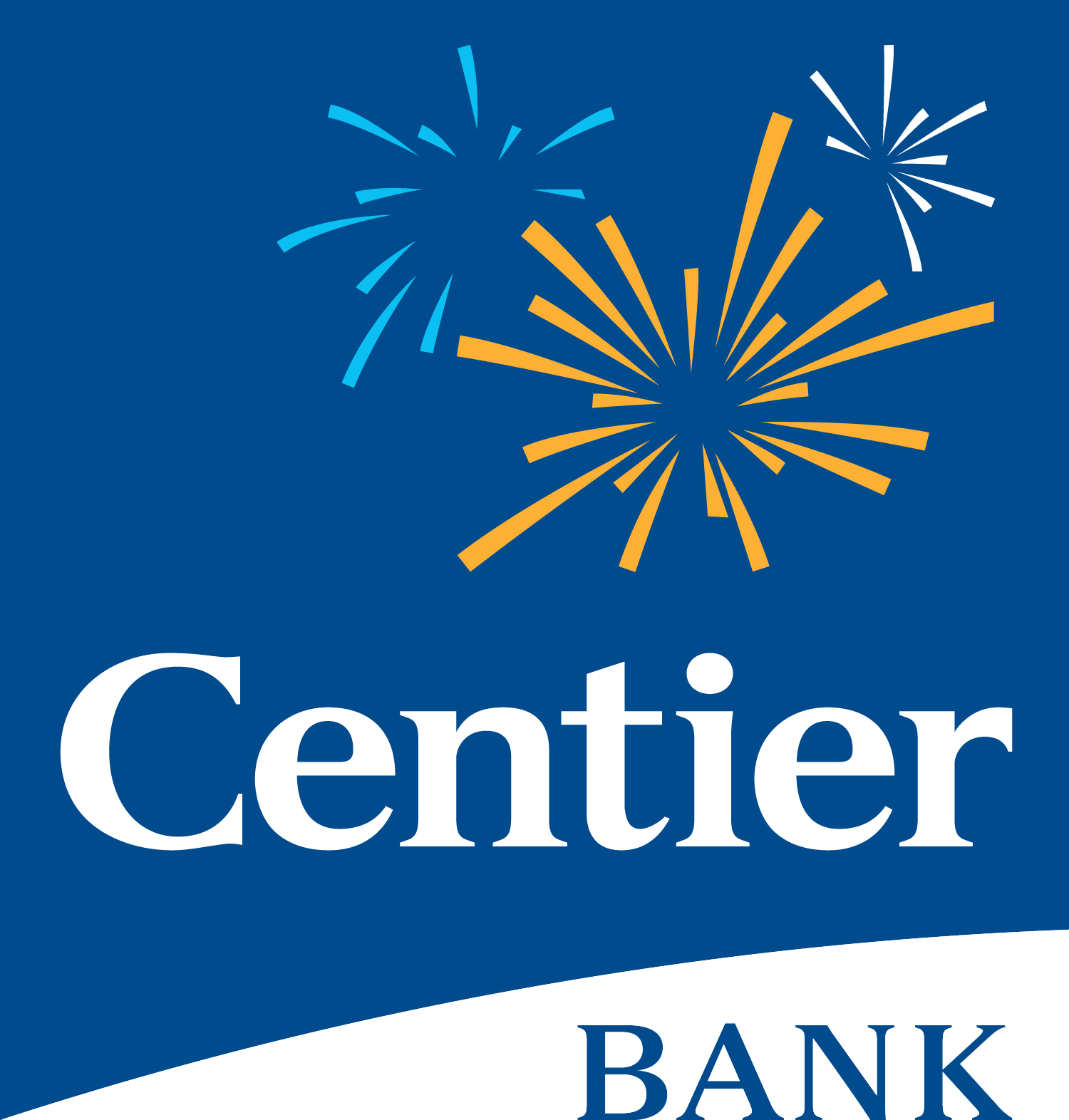 Celebration with fireworks over a blue background with the words "Contingent Bank" partially visible.