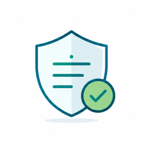 Shield with a check mark symbolizing security or protection.