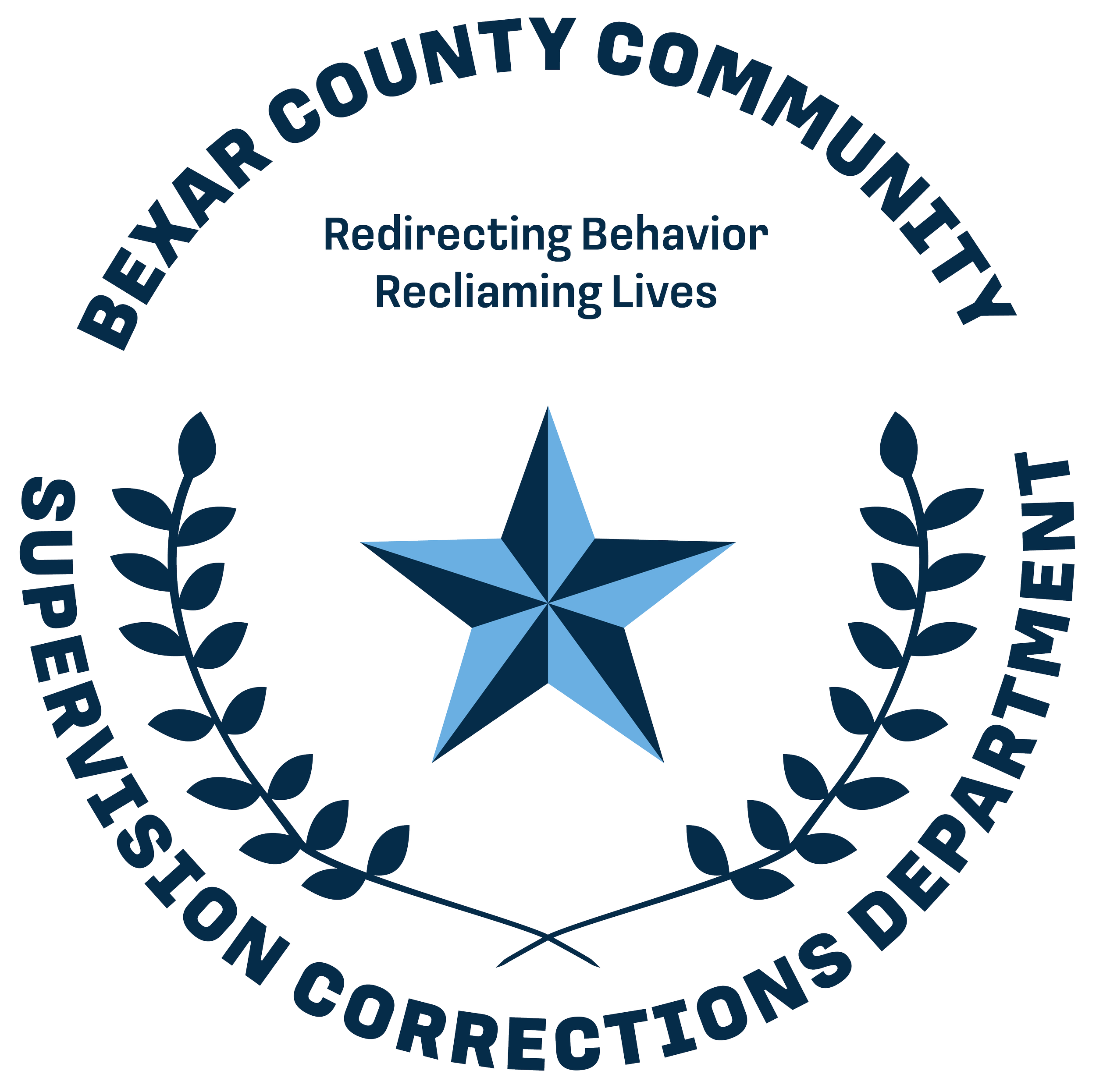 The logo of Beaufort County Community Corrections, featuring a blue star with text 'BEAUFORT COUNTY COMMUNITY CORRECTIONS' in a circular pattern around it, and the words 'Redirecting Behavior Reclaiming Lives' in the center.