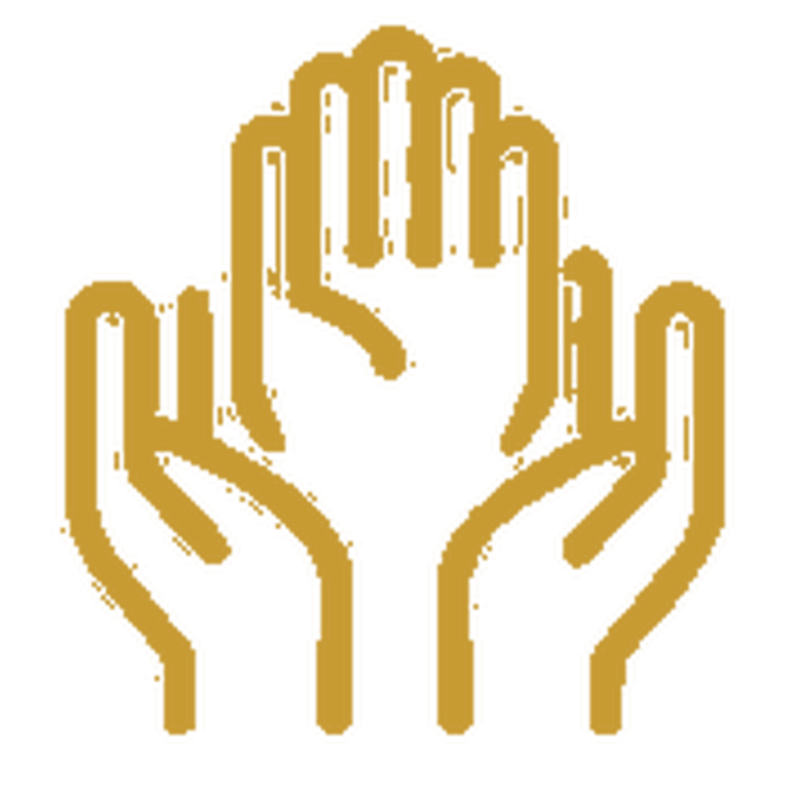 Golden stylized illustration of two fists raised, representing strength or solidarity.