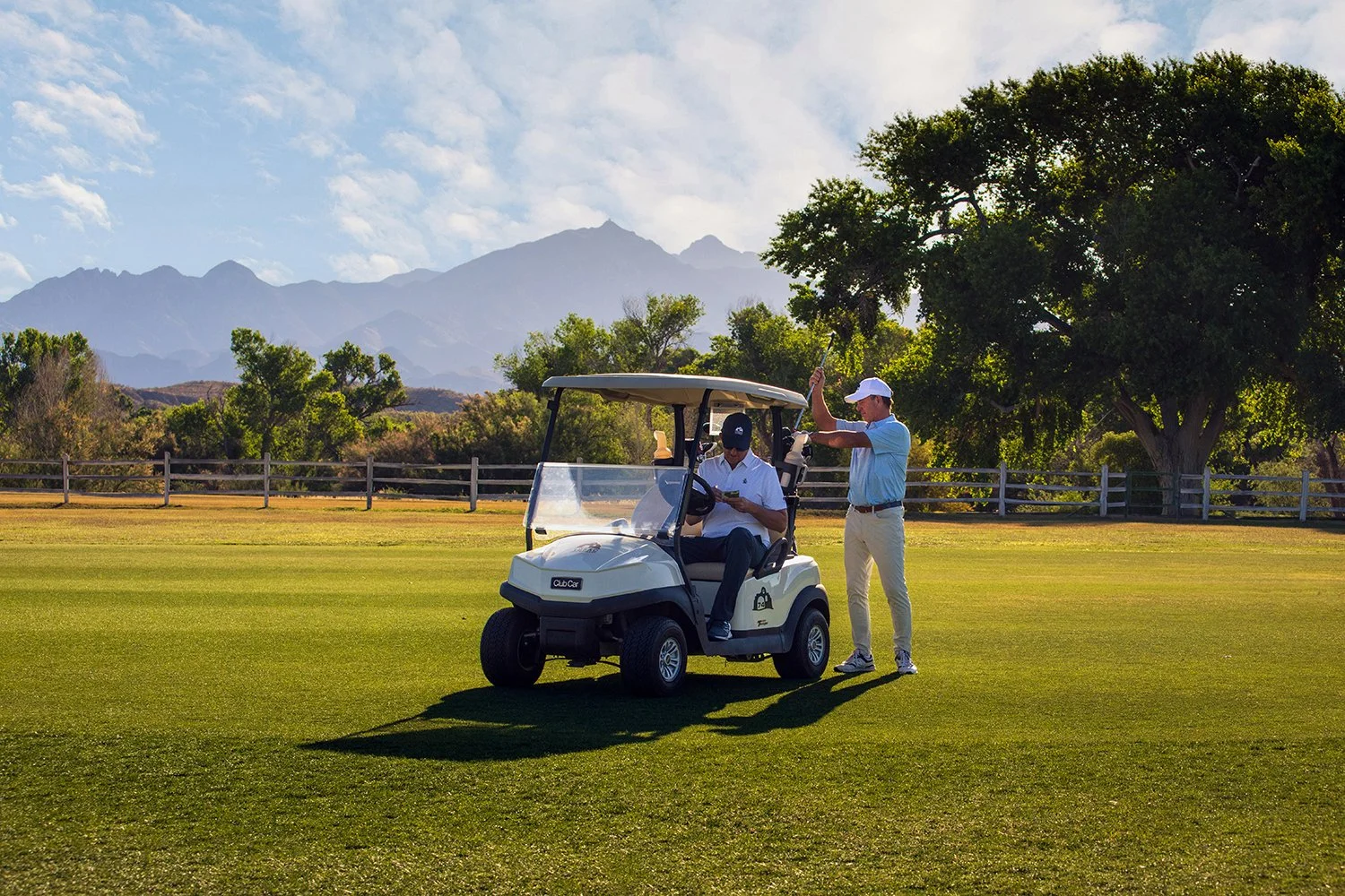 A golf cart on a Southern Arizona golf course. 