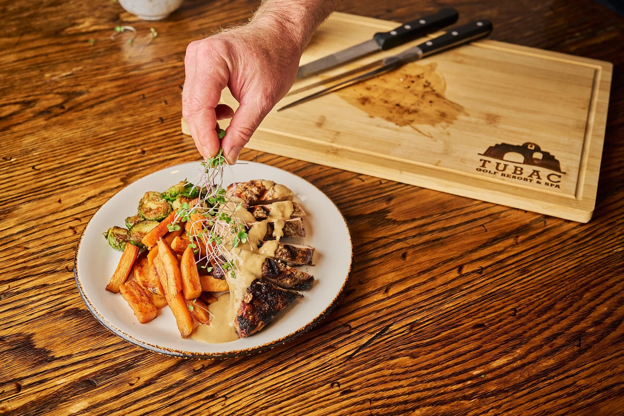 A dinner plate from the Stables Ranch Grille at Tubac Golf Resort & Spa. 