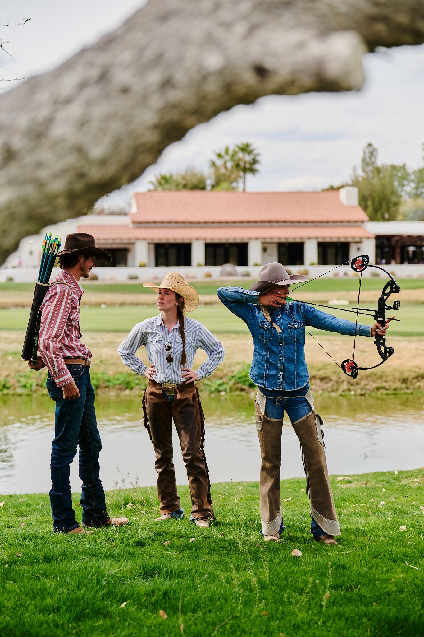 Dude ranch guests practice archery at Otero Ranch at Tubac Golf Resort. 