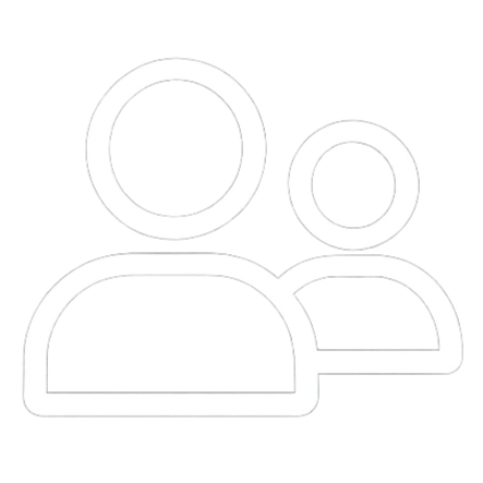 Icon of two outline people, one in front and larger, and one behind and smaller.