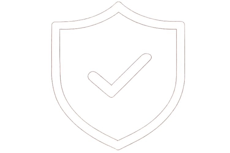 White shield icon with a checkmark inside.